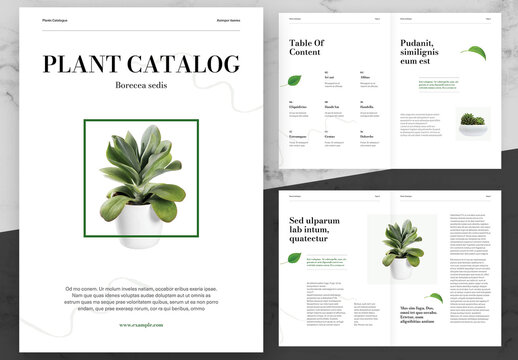 Green and White Floral Botanical Catalogue