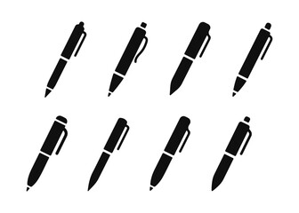 Pen simple icon set. Pen symbol collection. Vector illustration. Set of pens