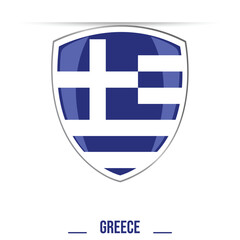 greece flag. Flag of Greece Shield button 3d isolated vector illustration glossy shining on white background for national day independence day celebration, election basketball games
