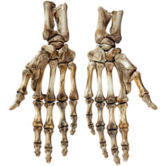 Detailed skeletal hands showcasing bone structure, ideal for educational and medical illustrations. transparent background