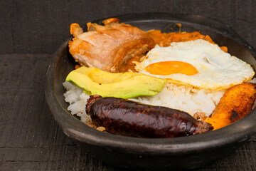 Bandeja paisa, typical dish in the Antioqueña region of Colombia.