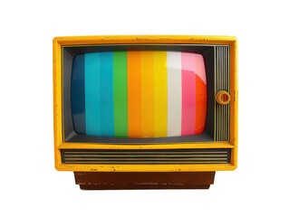 Retro TV with color bars and antennas on a white background, classic home entertainment device
