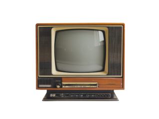 Retro TV set with an analog channel display on a white background