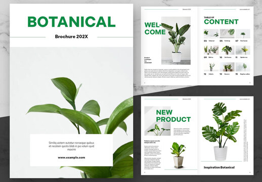 Green and White Floral Botanical Catalogue
