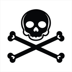 Vector line art Halloween skull and crossbones vector icon