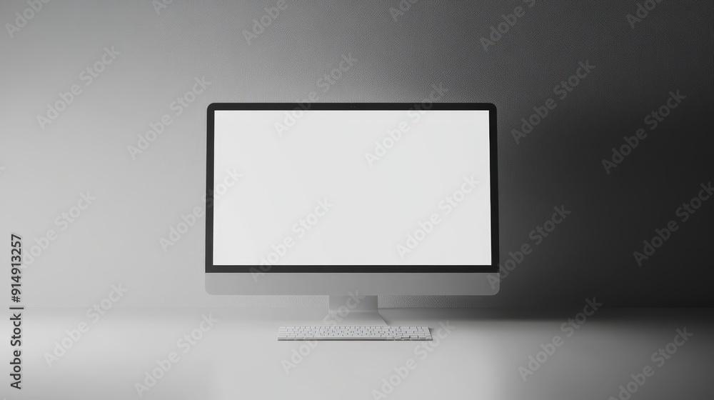 Aufkleber sleek white desktop computer isolated on white background for design or technology concepts