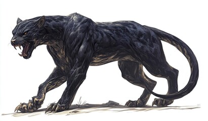 Fototapeta premium A Black Panther with Sharp Claws and Ferocious Expression
