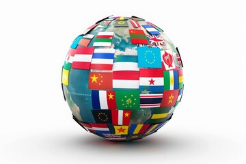 Globe Covered in Flags of Diverse Nations