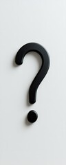 A minimalist black question mark on a white background, symbolizing inquiry and uncertainty in design.