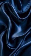 Obraz premium Dark blue silk fabric with smooth folds
