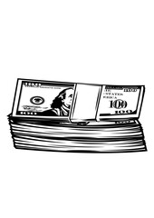 100 Dollar Piece | Millionaire | USD | Bundle of Dollar | Bundled Money | One Hundred Dollar Bill | Billionaire | Money Lover | Original Illustration | Vector and Clipart | Cutfile and Stencil