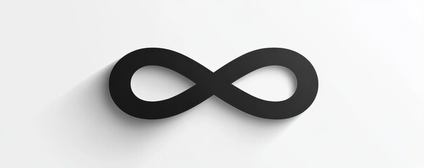 Stylish black infinity symbol on a white background, representing endless possibilities and eternal connections.