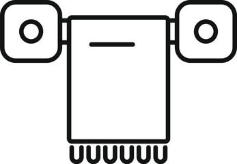 Simple line icon of a heated towel dryer hanging on the wall with buttons, perfect for websites and apps