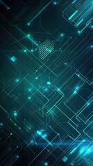Obraz premium Dynamic blue and green lines intertwine against a dark backdrop, representing advanced digital networks and technology