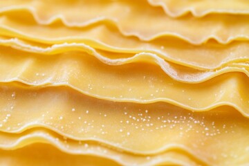 Appetizing Close-up of Uncooked Lasagna Sheets: Intricate Textures and Golden Layers Promising a Fresh and Flavorful Meal