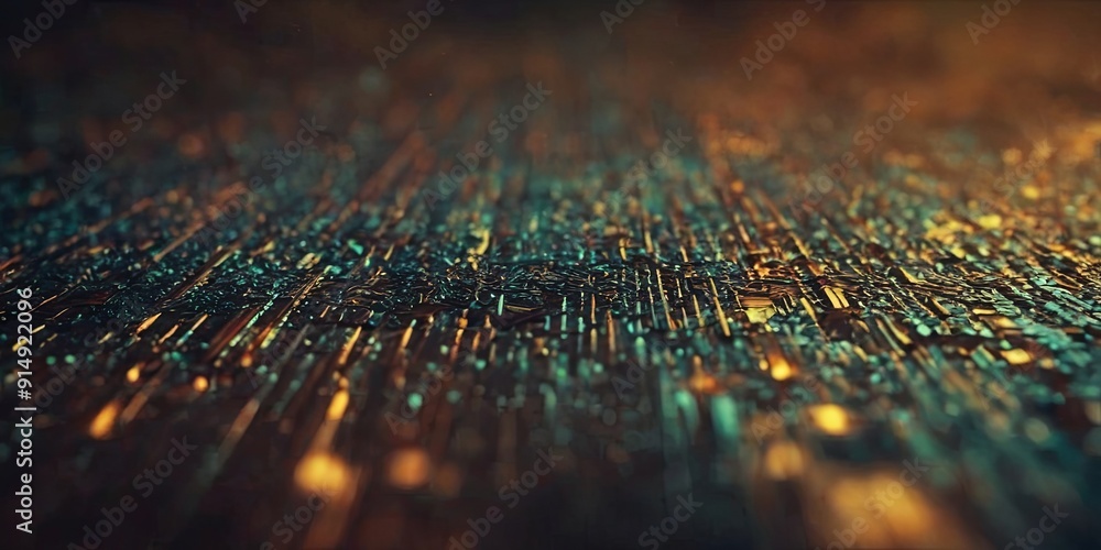 Aufkleber a blurry image of a cityscape with a lot of lines and dots
