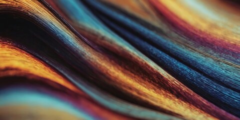 A colorful, wavy fabric with a blue stripe