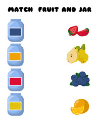 Fototapeta premium Match jars and fruits, educational game for kids activities