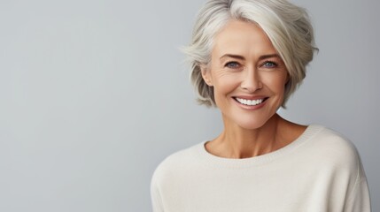 Mature woman with a joyful expression, 