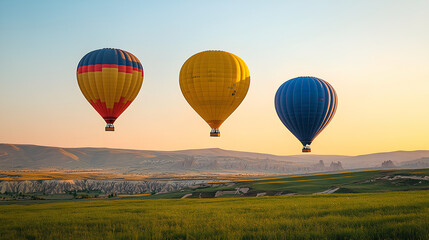 hot air balloon over sunset