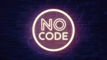 Obraz premium Illuminated Neon Concept with No Code Theme 3D Illustration Background