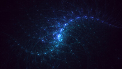 Fototapeta premium 3D manual rendering abstract blue fractal light background. Its not AI Generatd illustration.