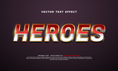 Heroes 3d vector text effect