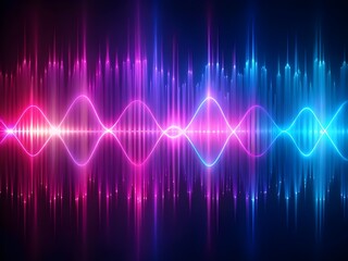 Fototapeta premium Futuristic Neon Sound Wave Spectrum with Glowing Blue and Pink Lines smooth background