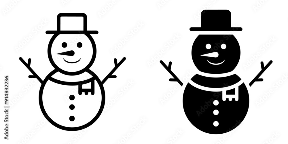 Poster ofvs686 outlinefilledvectorsign ofvs - snowman vector icon . isolated transparent . outline and fill