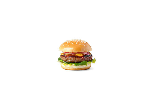 Asian fusion slider mini burger with teriyaki glazed patty pickled vegetables and sriracha mayo