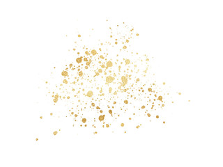 Gold glitter. Golden sparkle confetti. Shiny glittering dust for party celebration anniversary birthday card design