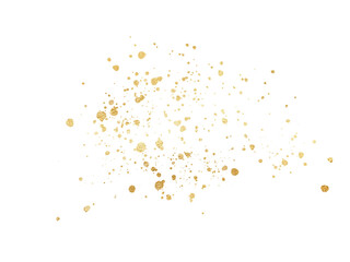 Gold glitter. Golden sparkle confetti. Shiny glittering dust for party celebration anniversary birthday card design