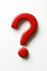 A vibrant red question mark symbolizing curiosity and inquiry on a clean, white background, perfect for creative projects.