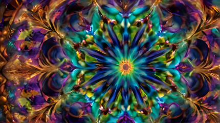 brightly colored abstract photograph of a flower with a circular design