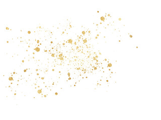 Gold glitter. Golden sparkle confetti. Shiny glittering dust for party celebration anniversary birthday card design