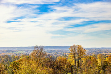 Beautiful landscape view with autumn colors on the trees