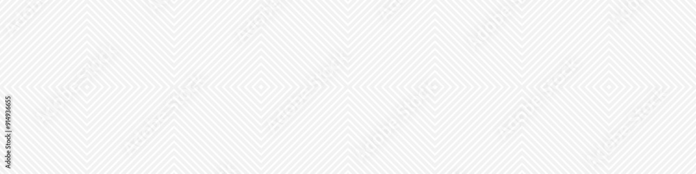 Wall mural Seamless trendy pattern of stripes and diamonds, geometric white shapes for textiles and wallpaper. Abstract panoramic pattern on a gray background for a New Year or wedding cover or card.