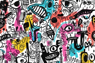 Fototapeta premium Abstract composition of random doodles and sketches