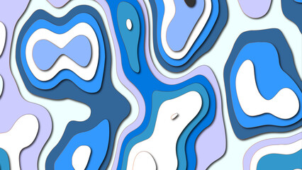 Multi layers gray blue dark texture 3D papercut layers in gradient vector banner. Topography map concept or smooth origami paper cut.