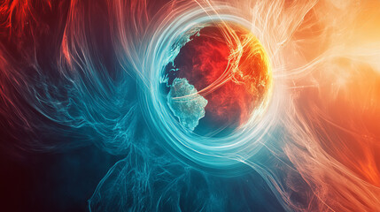 Obraz premium 3D illustration of the Earth's magnetic field lines, derived from geomagnetic data