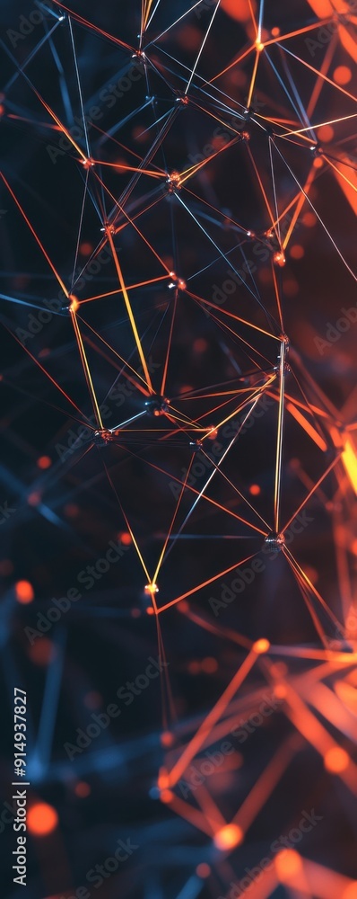 Poster this abstract image features vibrant connections and glowing lines, representing technology and netw