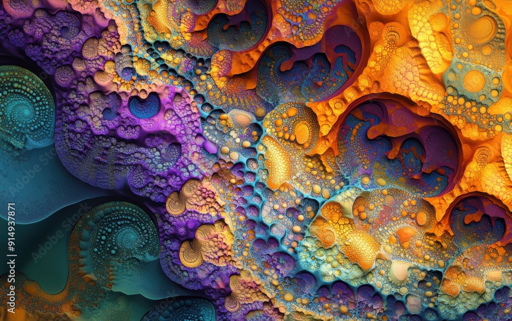 Aufkleber vibrant abstract fractal art featuring intricate patterns and vivid colors, creating a dynamic visua