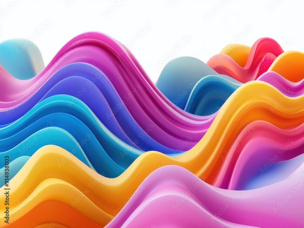Poster vibrant abstract waves in colorful patterns create a dynamic and lively background, perfect for mode
