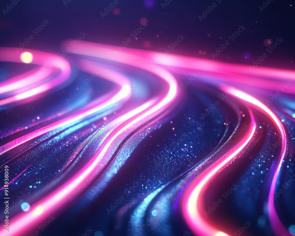 Poster vibrant abstract waves in neon colors create a dynamic and futuristic background that is perfect for