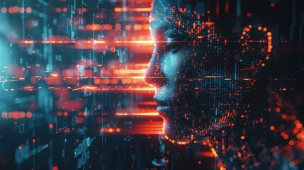 Fototapeta premium Digital Face in a World of Data