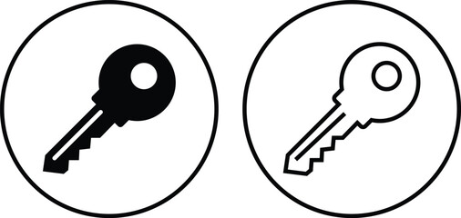 Key icon set. Key black flat and line vector collection isolated on transparent background. Key symbol in generic style. Access keys concept for house, room, office, unlock, safety, secret, door more