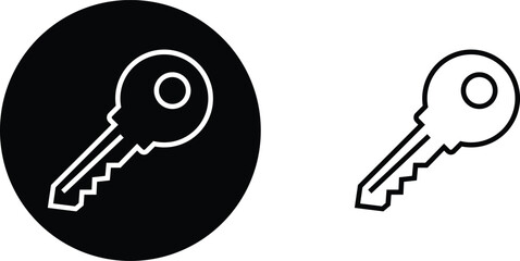 Key icon set. Key black flat and line vector collection isolated on transparent background. Key symbol in generic style. Access keys concept for house, room, office, unlock, safety, secret, door more