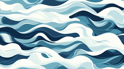 Fototapeta premium Stylized Waves in Blue and White Abstract Design