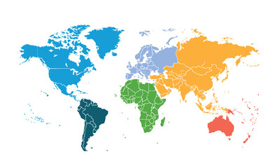 Map of the world with individual modern colorful for website layouts,background, education, precise, customizable, Travel worldwide,map silhouette backdrop,earth geography,political,reports.