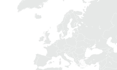 Europe map Grayscale,isolated on white background for website layouts,background,education, precise,customizable,Travel worldwide,map silhouette backdrop,earth geography, political,reports.